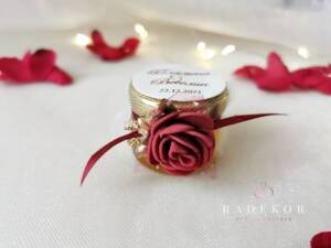 Подаръци за гости Бурканче с мед - бордо